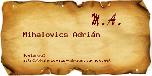 Mihalovics Adrián névjegykártya
